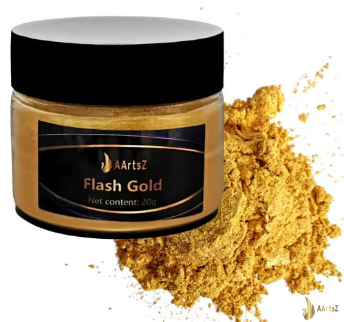 Epoxidharz Farbe Metallic Farbe 20g, AArtsZ Mica Powder Pulver, Epoxy Resin Farbe, Pigment, Farbpigmente Pigmentpulver Farben für Kosmetisches Qualität, Niveau Lipgloss Seifenfarben (Flash Gold (20g))