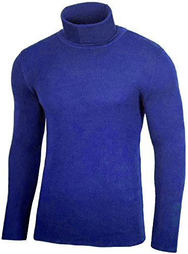Baxboy Herren Rollkragen Pullover Langarmshirt Feinstrick Sweater Freizeit Slim fit Basic Männer Langarm Crew Neck BB-1406, Farbe:Sax, Größe:S