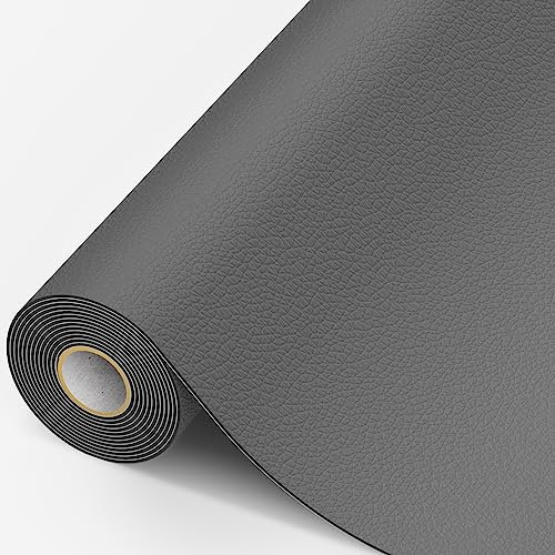 MICTER Leder Patch Selbstklebend, 40 x 300cm Kunstleder Selbstklebend, Leder Reparatur Kit für Möbel, Sofa, Autositze, Taschen, Leder Reparatur und Renovierung (Dunkelgrau)