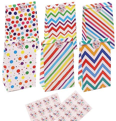 Geschenktüten Kindergeburtstag 24 Stück Papiertüten Bunte Papier Tüte Süßigkeiten Mitgebsel Candy Goodie Tüten Geschenktüte Kinder zum Verpacken von Party, Geschenken, Geburtstag, Hochzeit, Feiern
