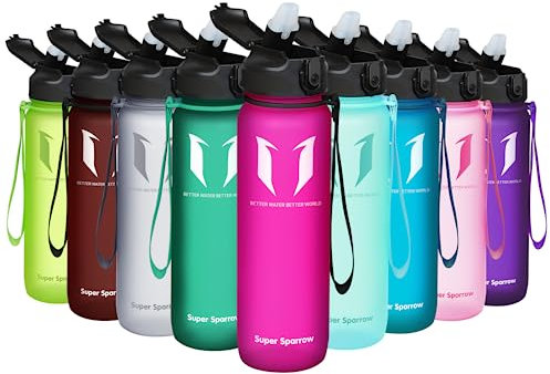 Super Sparrow Botella de Agua Deportiva con Pajita - 750ml - Prueba de Fugas - Sin BPA