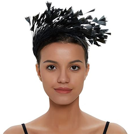 Fascinator Damen Hochzeit Kopfschmuck Hüte Hat Clips Schleier Stirnband Mesh Tea Party Kopfbedeckung Frauen Pillbox Hut Haarschmuck für Kirche Halloween Cocktail Club Schwarz