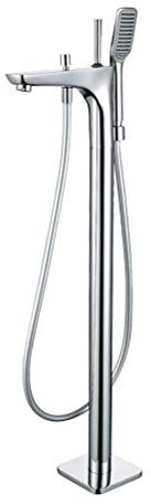 Badewannenarmatur, freistehend, Wasserfall-Badewanne, bodenstehender Wasserhahn, massiver Messing-Badezimmer-Badewannenmischer-Wasserhahn mit Handbrause und Brauseschlauch, Chrom