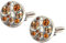 Herren-Manschettenknöpfe mit modernen Kristallen, Orange und Bernstein CUFFLINKS DIRECT, Einheitsgröße, Metall, Zirkon-Edelstein