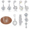 CASSIECA 8Pz 14G Piercing Ombelico Acciaio Chirurgico per Donna Gioielli Diamante Lungo Barbell Set