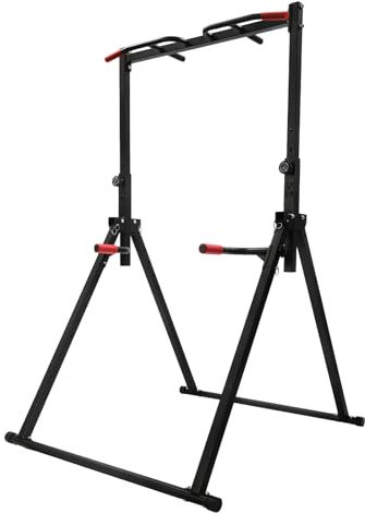 Klimmzugstange Outdoor, Faltbar Power Rack, Power Tower aus Metall, Klimmzugstange Freistehend, Einstellbare Höhe, Multifunktional Fitness Trainingsgerät, bis 200kg für Zuhause Gymnastik Calisthenics