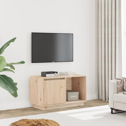 Iiaky TV-Schrank 74x35x44 cm Massivholz Kiefer Fernsehtisch Hoch Tv Cabinet Fernsehschrank