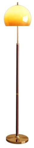 KlkrzJwy Lampadaire rétro 63 Pouces en Bois avec Abat-Jour en Verre Orange, lampadaire en Fer galvanisé, Lampe d'ambiance pour Chambre à Coucher avec Interrupteur à Pied pour Salle de Classe