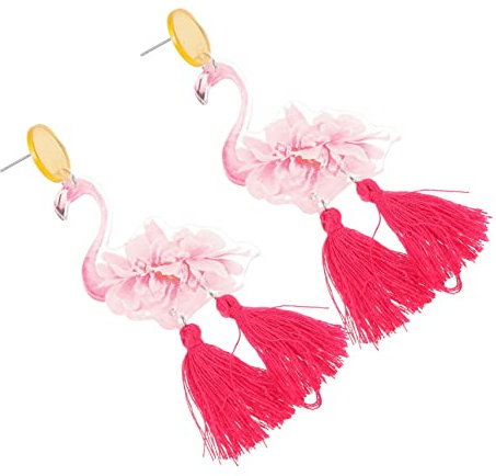 Veemoon 1Paar Tassel Flamingo Ohrringe für Damen Einzigartige Hängende Tierohrringe mit Flamingo-design Leicht und Allergiefrei Mädchen und Teenager Trendiger Modeschmuck