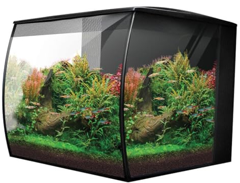Akvarium kit Fluval Flex 2.0, svart 57 l | Fiskbehållare i glas med RGB+W LED-belysning, fjärrkontroll, integrerad 3-stegsfiltrering och justerbart vattenflöde