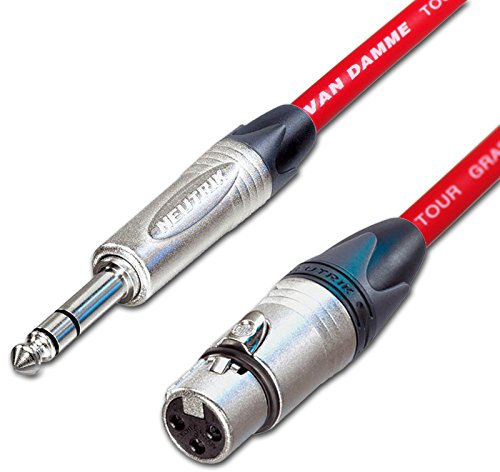 Female XLR to ¼ TRS Jack Lead. Balanced Van Damme Mic Cable. Short 10m 6m 3m 20m (5m, Red)
