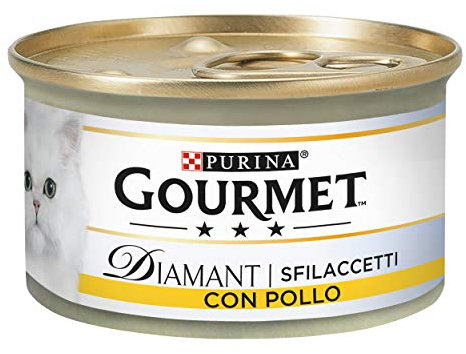 Purina Gourmet Diamant Feuchtigkeitskatzen-Schnuller mit feinem Huhn, 24 Dosen à 85 g (Packungsgröße: 24 x 85 g)
