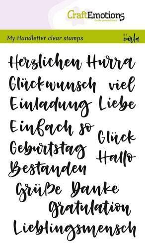 CraftEmotions Silikon Stempel Set A6 16tlg. - Handschrift - versch. Wörter