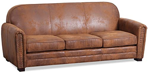 Menzzo Club Perle 3-Sitzer Sofa mit Stoffbezug Vintage