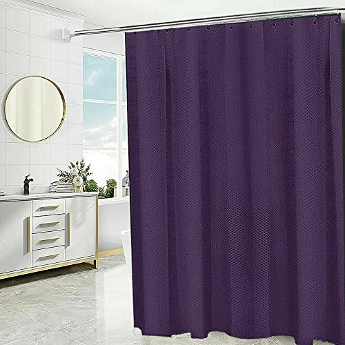 Householdfurnishing Super Quality Waterproof Polyester bathroom Shower Curtains with hook (Purple, 180X180cm)
