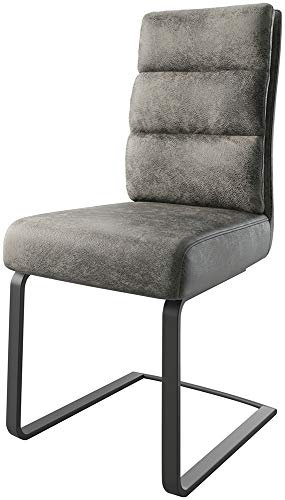 Schwingstuhl Pela-Flex Freischwinger flach Schwarz Mikrofaser Grau Antik Taschenfederkern