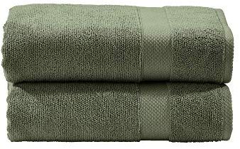 DONE Deluxe Handtücher 2er Set Zwirnfrotier Weich Hautfreundlich 100% Baumwolle Khaki 50x100cm, 550gr/m²