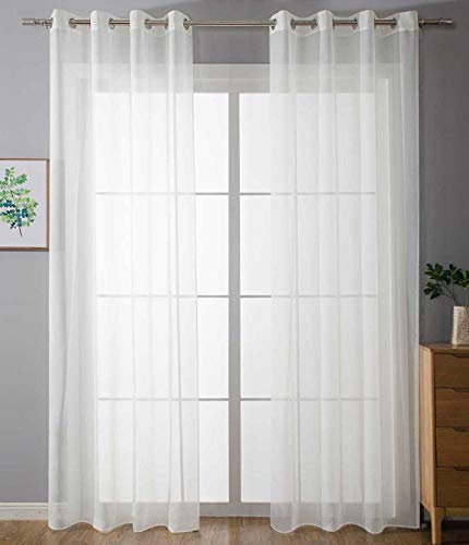 2er Set Ösenvorhänge Transparent »Uni« Gardine HxB 245x140 cm Weiß Stores Vorhang Ösen Bleibandabschluß Wohnzimmer, 20332-cn2