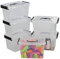 Xowine 6-Pack 5 L Clear Plastic Storage Boxes with Black Handle
