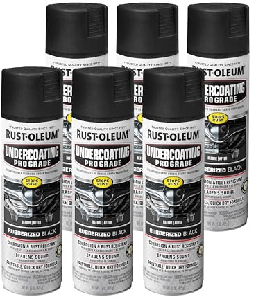 Rust-Oleum 248656-6PK Stops Rust Professional Grade Undercoating Spray Paint, 15 oz, Rubberized Black, 6 Pack