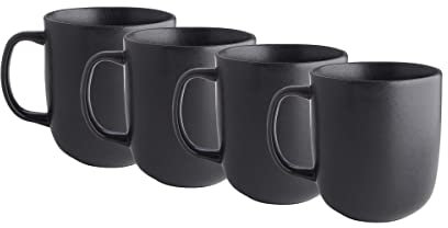 BUTLERS 4er Set Tassen mit Henkel 400ml Steinzeug -CASA NOVA- Teetassen Kaffeetassen Kakaotassen Cappuccinotassen in modernem, minimalistischem Design | Spülmaschinen- und mikrowellenfest