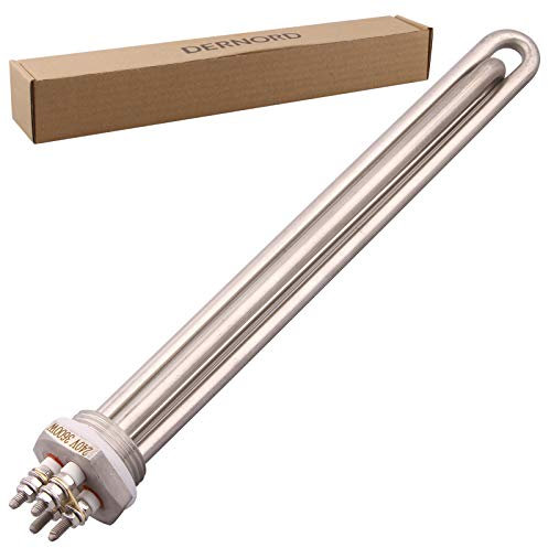 DERNORD 240V 3600W 1 Inch Heating Element Double U Type Electrical Brewing Water Heater BSP Thread Stainless Steel Flange