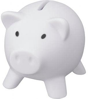 Sparschwein aus PVC mit weichem Körper in lebendigen Farben, originelle Spardose für Kinder, mit Deckel, leicht und robust, Weiß
