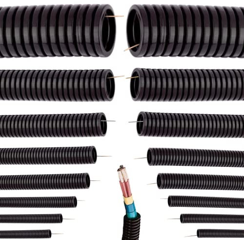 Universeller Flexibles Wellrohr mit Führungsdraht innen, Härtedruck 320N | Länge: 5 10 25 50 m Kabelschutz Schutz Rohr ungeschlitzt UV-Beständig Auswahl: (Ø 9 mm innen/Ø 13 mm außen / 10m Meter)