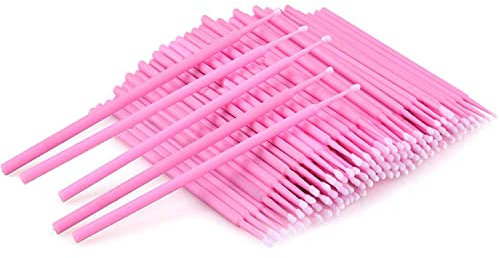 100Pcs Micro Applicators Brushes, Disposable Eyelash Extensions Mascara Wands Brush Micro Brushes Pink