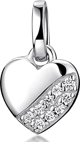 Materia Herzanhänger Zirkonia Anhänger Mädchen 925 Silber KA-275_Ohne Kette