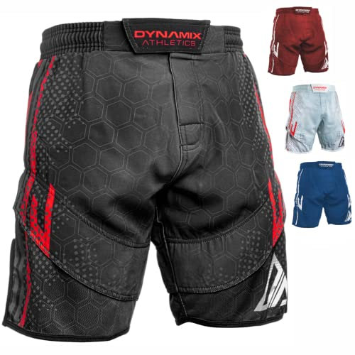 Dynamix Athletics Hybrid MMA Fight Shorts Sharp - Grappling Kampfsport Fitness Mixed Martial Arts Sport Training Hose für Herren mit MESH-Gewebe (as3, Alpha, l, Regular, Regular, Grau/Schwarz)