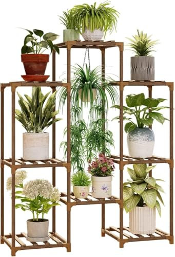Bamworld Blumenständer Pflanzenständer Pflanzenregal Holz 3 Etagen Terrasse Balkon Garten Gartenarbeit Mutter Geschenke