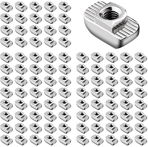 GETLITOOL 100PCS Nutensteine Nut 8 M4, Hammermutter Nutmuttern Kohlenstoffstahl T Nut Muttern M4 Gwinde Hammerkopf Befestigungsmutter für Aluminiumprofil Extrusionsschlitz Standard-30-Serie