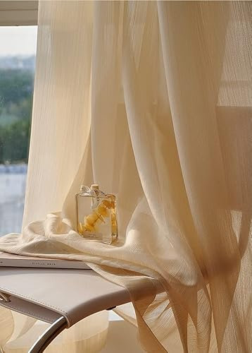 Lactraum Vorhang Wohnzimmer Luxus vergoldete Gardine Voile Gold Sonderanfertigung mit Kräuselband