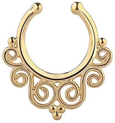 Nasenstecker Unecht, 1 Stück Nostril Piercing Echt Edelstahl Gold Filigranes Muster In U Form