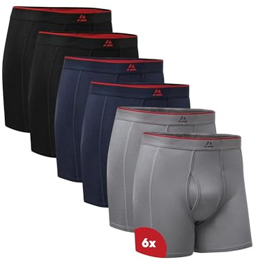 DANISH ENDURANCE Bambus Boxershorts Herren, Mit Eingriff, 3er & 6er Pack | Bambus Boxershorts mit Eingriff, Geruchshemmend & Atmungsaktiv, Scheuerfrei, für Alltag, Arbeit & Reisen