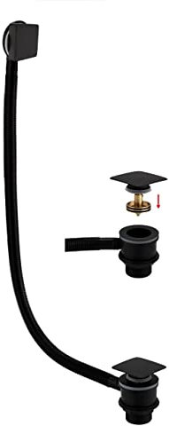 RAK Black Square Bath Clicker Waste and Overflow - RAKL9022SQB