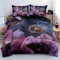 DXHOME 3D Bettwäsche 135x200 4teilig Floral Lila Romantisch Vintage Mikrofaser Bettwäsche Blumen Wendebettwäsche für Schlafzimmer mit Reißverschluss 2 Bettbezüge 135x200 cm 2 Kissenbezüge 80x80 cm