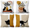 Aoihrraan 41x41cm 4er Set Dekorativ Schwarze Katze Kissenbezug Boho Abstrakt Kunst Zierkissenbezug Quadratische Couchkissen Bauernhaus Draussen Terrasse Garten Wohnzimmer Sofa Schlafzimmer Geschenke