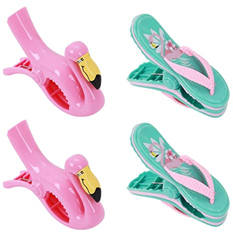 Strand Handtuch Clips 4pcs Strand Handtuch Klammern große Wäscheklammern Neuheit Flip Flop Handtuch Klammern für Sonnenliegen für Urlaub Pool Strand Stühle Sonnenbank Badetuch Decken