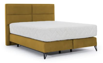 ALTDECOR Boxspringbett mit H3-Matratze (30 cm hoch) mit Multipocket-Feder + Kokosplatte + HR-Schaumstoff + Bonellfederung, Polsterbett mit Kopfteil CANDORIS - 160x200 - Orange - Loco 45