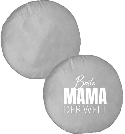 MC-Trend Plüsch Kissen „Beste Mama grau und Schriftzug Stickerei weiß 30x30cm Zierkissen, Geburtstag, Geschenk, Danke Sagen, Weihnachten super weich + flauschig