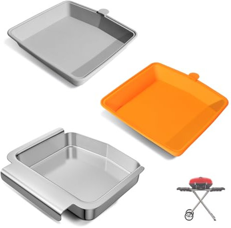 62006 Drip Pan for Napoleon TravelQ 285 Sreies TravelQ PRO285-BK Q285X-RD-1-A PRO285X-BK TQ285-BL-1 TQ240-BL Grill Parts Silicone Cup Liners/Stainless Steel Grease Catcher for Napoleon 2 Burner Grill