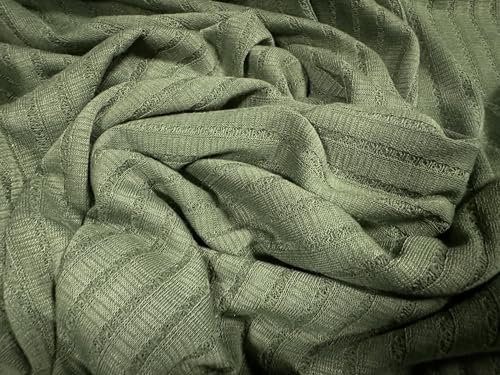 Pointelle Stripe Rib Jersey Strickstoff, Meterware, einfarbig, wilder Salbei