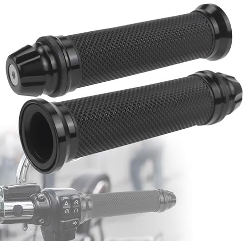 Manopole Moto 2 Pezzi Manopole Manubrio 22mm/24mm Manopole in Gomma Gomma per Manubrio Manopole Scooter per Moto Scooter Quad Cruiser Off Road (Nero)