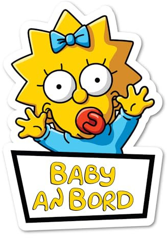 Baby on Board Aufkleber Auto Maggie Simpson 13x18cm Vinyl-Aufkleber für Auto, Leicht zu Klebender Autoaufkleber (Farbe)