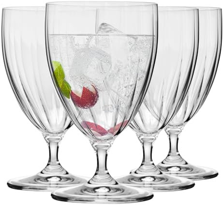Krosno Prima Lumi Wassergläser auf kurzem Stiel | Set von 4 | 4 x 440 ml | Crystalline Glas | Perfekt für zu Hause, Restaurants und Partys | Bleifreies Glas | Kratzfest | Spülmaschinenfest