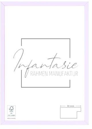 Infantasie 'N°2' Bilderrahmen 60x84 handgefertigt nach Maß | Flieder Pastell | MDF Holz-Design Collage Rahmen inkl. Kunstglas und Metall Aufhänger (Querformat & Hochformat)