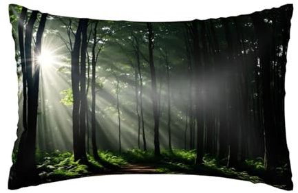 Lush Forest Satin-Kissenbezug, Sofa-Kissenbezug mit verdecktem Reißverschluss, Haarpflege, Kunstseide, 50,8 x 76,2 cm, 1 Stück