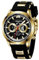 MEGALITH Herren Uhren Chronograph Armbanduhr: Analog Wasserdicht Schwarz Gummi - Groß Quarzur Geschenk fur Männer Gold-Gehäuse